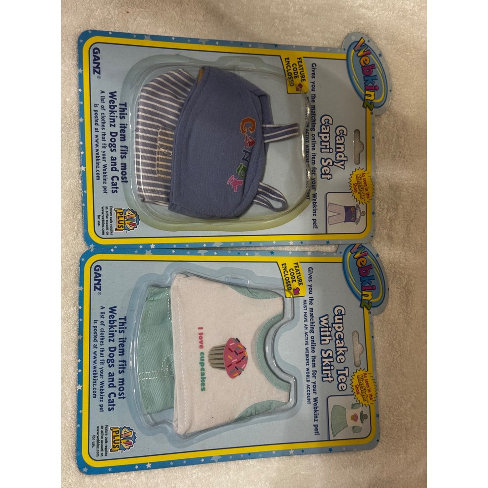 Webkinz KinzStyle Cupcake Tee Skirt & Candy Capri Set NIP with Codes Ganz Lot